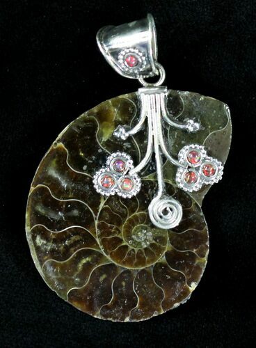 Ammonite Fossil Pendant - Sterling Silver #21030